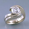 custom contemporary diamond bypass engagement ring white gold Euro shank