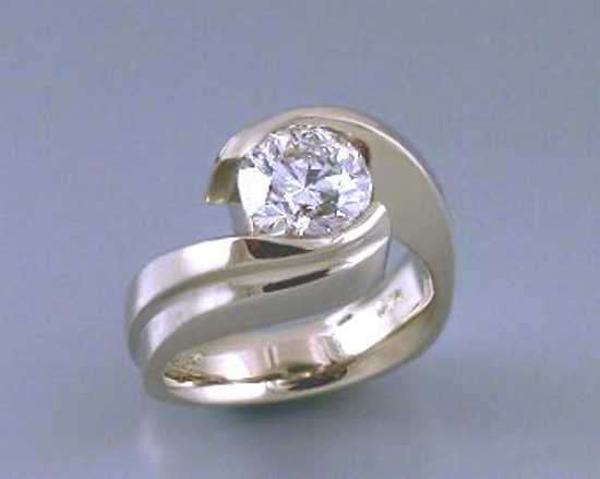 custom contemporary diamond bypass engagement ring white gold Euro shank