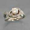 custom free form diamond engagement ring in white gold Euro shank