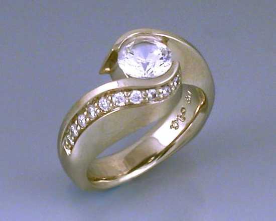 custom contemporary white gold bypass diamond engagement ring
