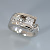 custom contemporary engagement ring channel set princess diamond white gold Euro shank