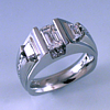 custom contemporary three stone diamond engagement ring white gold Euro shank