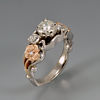 custom diamond engagement ring set in white and rose gold floral Euro shank