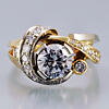 custom contemporary engagement free form style ideal cut diamond bead set with diamonds two-tone gold