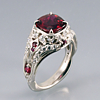 2.5ct “pigeon blood” ruby set in platinum with ideal cut diamonds and rubies