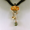 Lew Wackler cut Citrine pendant with colored diamonds and Tahitian Black Pearl set in white and yellow gold.