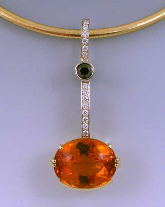 Citrine and Black Diamond with white Diamonds in 18k white and yellow gold