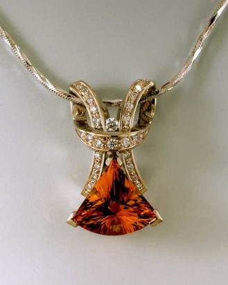 Fancy cut Citrine with Diamonds in 18k white and yellow gold