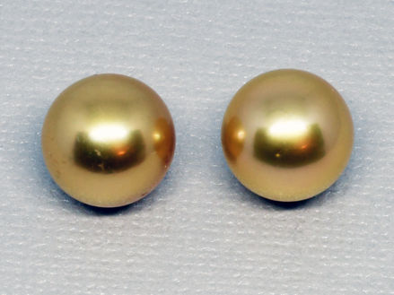 Pair of 11.3mm South Sea Golden Pearls
