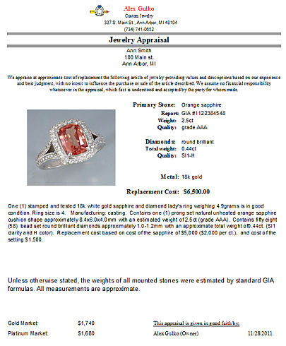 Appraisal Info - Jewellery Judge
